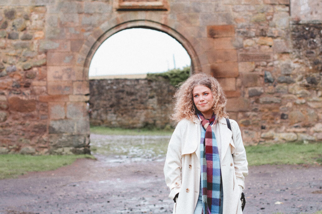 Woman at Midhope Castle- used as Lallybroch in the show Outlander. 
